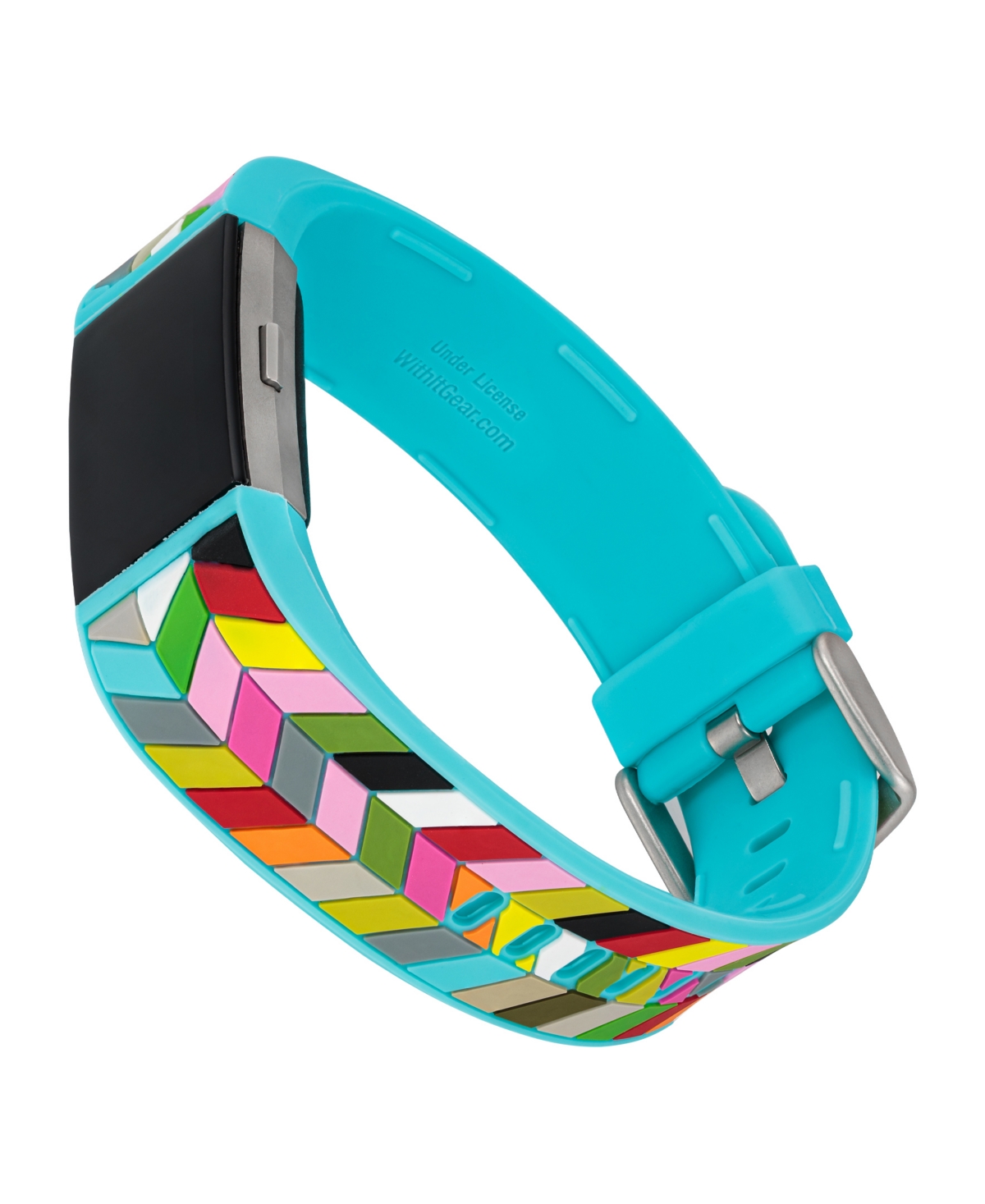 Light Blue and Rainbow Premium Silicone Band Compatible with the Fitbit Charge 2 - Light Blue, Rainbow