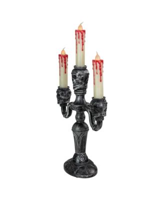 Antique-Like Skull Trio 3 Piece Halloween Candelabra Set, 13.75"