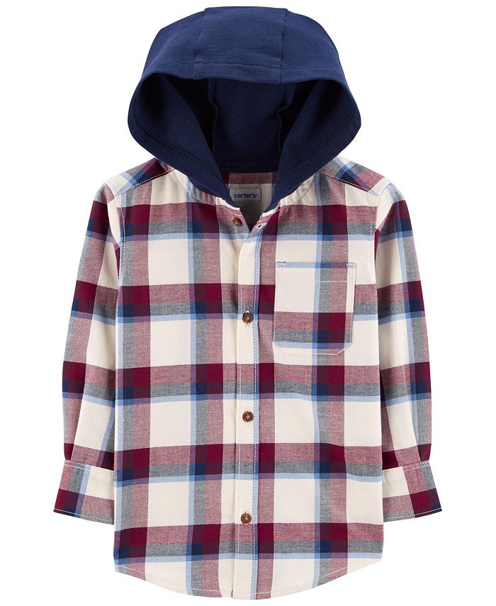 Carter s Toddler Boys Plaid Button Front Hooded Shirt Macy s