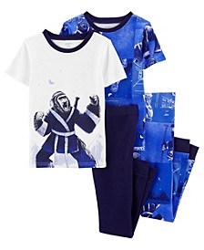 Little Boys Ninja Gorilla Pajama and Short Sleeves T-shirt, 4-Piece Set