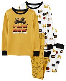 Big Boys Long Sleeve Video Game Pajama and T-shirt, 4-Piece Set