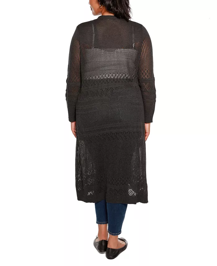 Plus Size Pointelle-Stitch Duster Cardigan - thumbnail 7