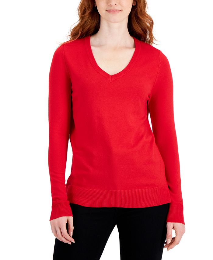 Style And Co Women S V Neck Long Sleeve Sweater Created For Macy S Macy S