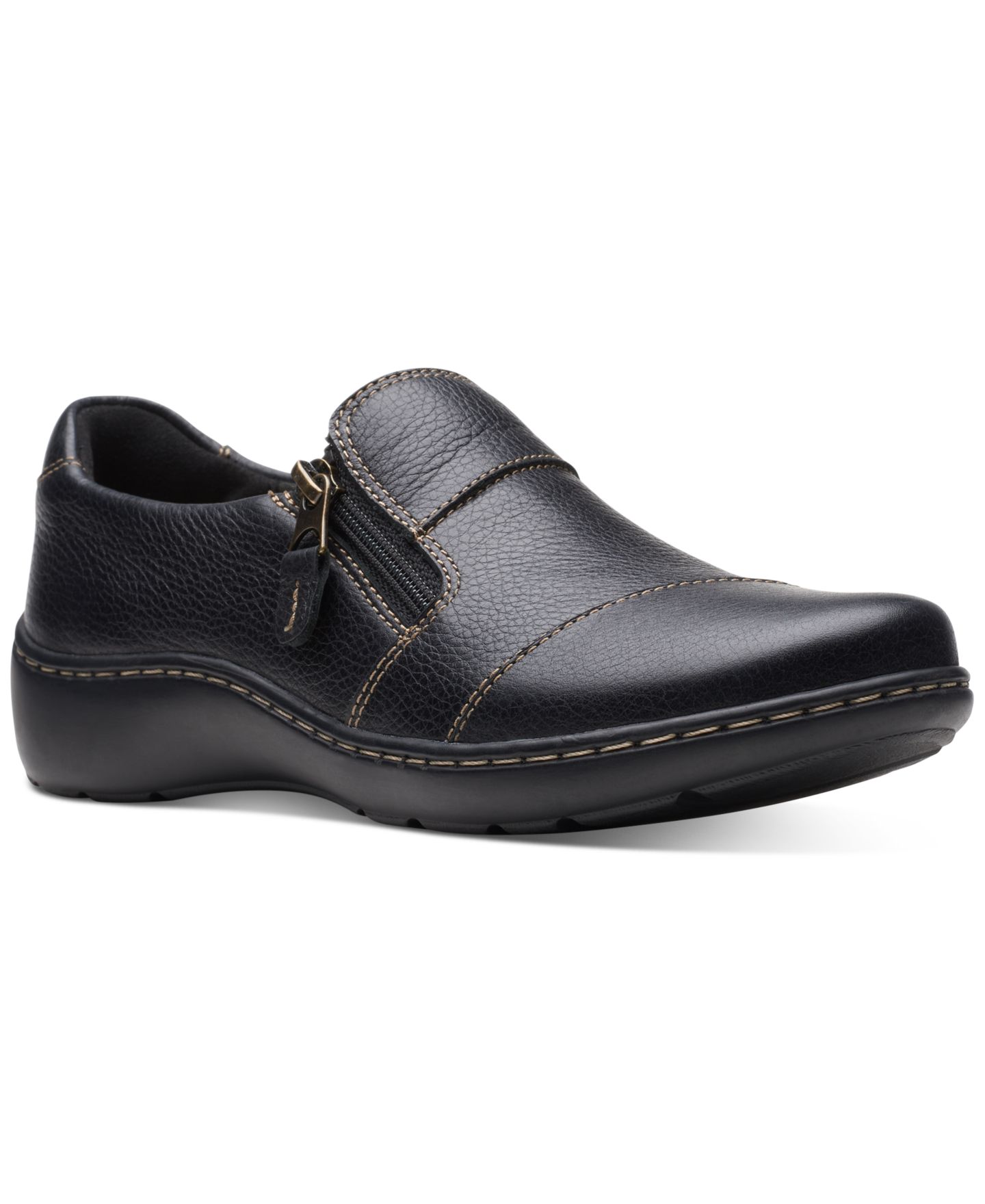 Женские балетки Clarks Cora Harbor на молнии, цвет: Чёрный — фото 1