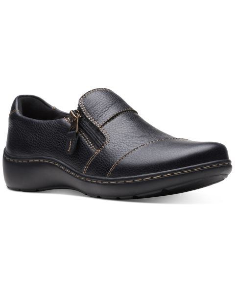 Женские балетки Clarks Cora Harbor на молнии, цвет: Чёрный