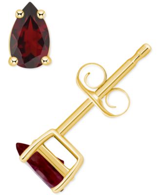 Macy's - Garnet Pear Stud Earrings (1/2 ct. t.w.) in 14k Gold
