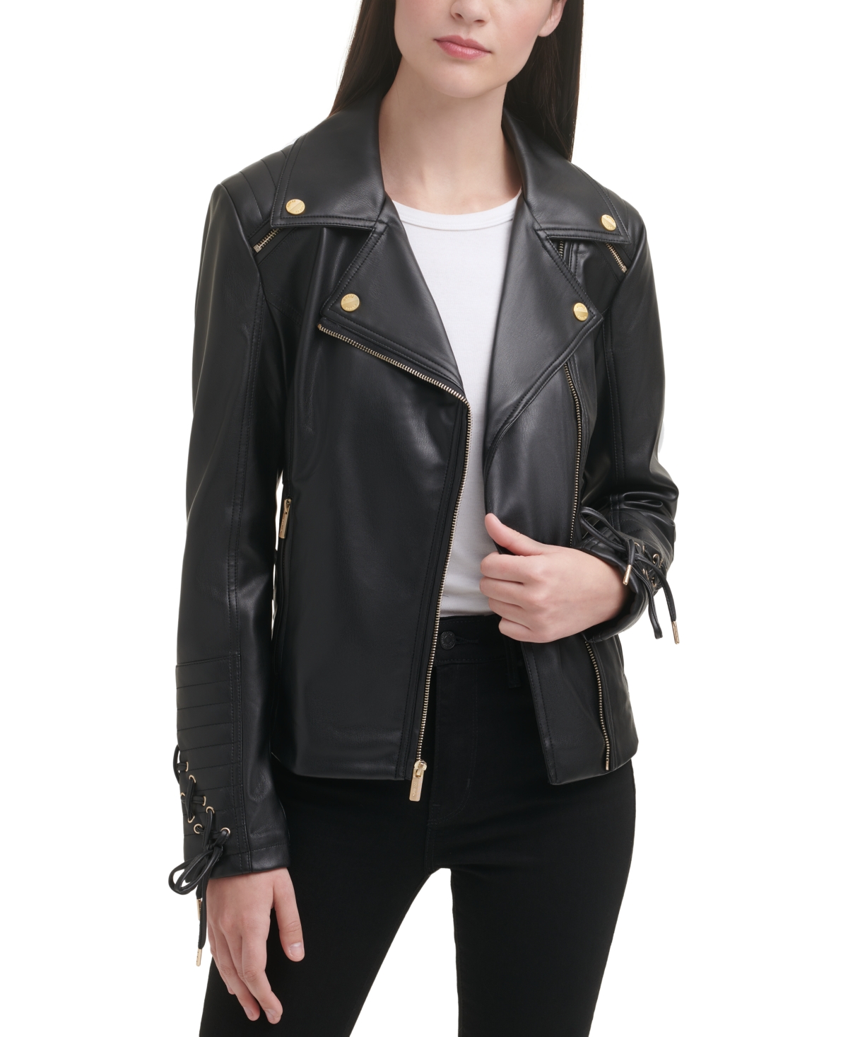 Guess asymmetrical leather moto jacket online
