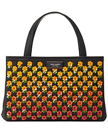 Sam Icon Floral Embellished Nylon Small Tote 
