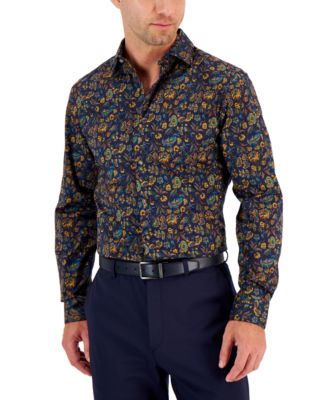 Bar III - Men's Slim-Fit Performance Stretch Floral-Print Dress Shirt