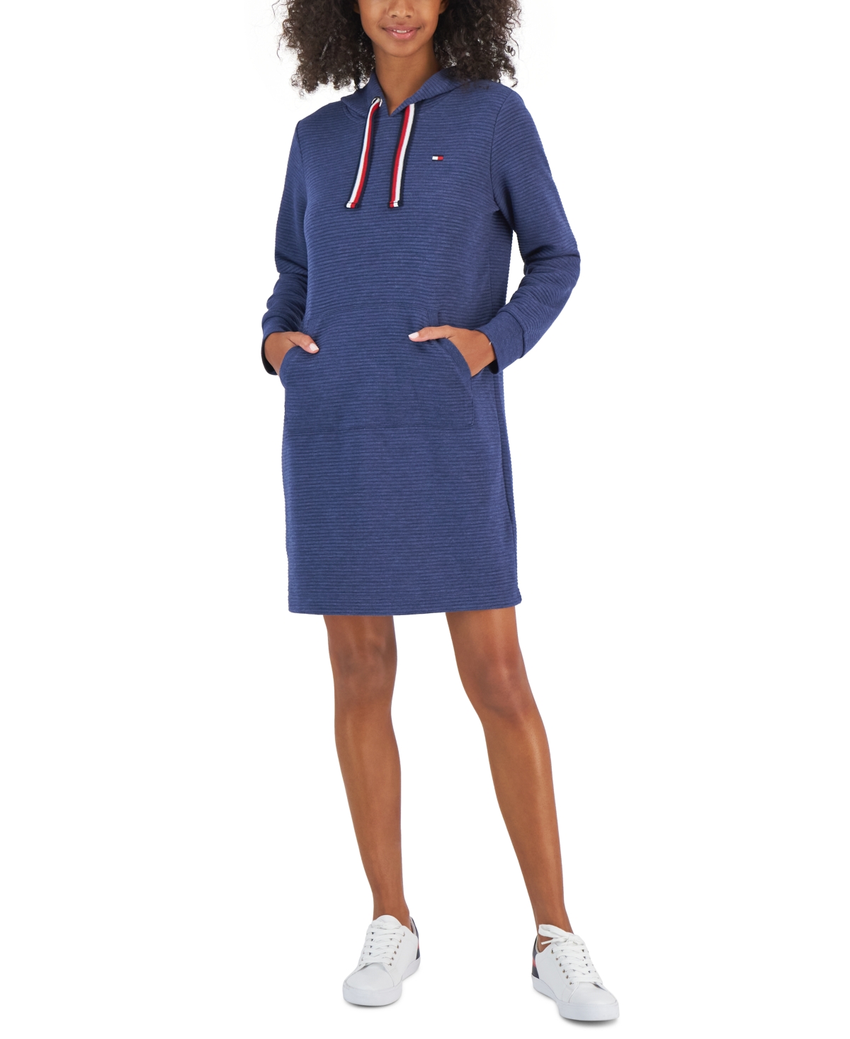Tommy Hilfiger Women's Long Sleeve Hooded Sweatshirt Dress