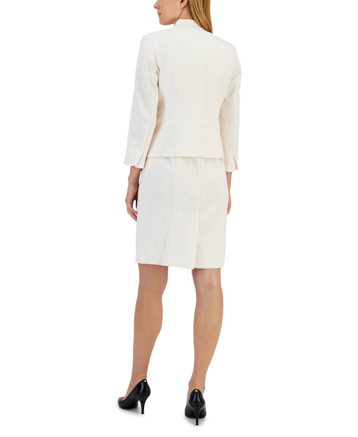 Anne Klein Missy & Petite Executive Collection Shawl-collar Sleeveless Sheath Dress Suit, Created For Macy's In Anne White