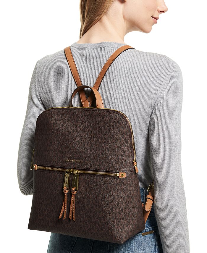 Forhandle århundrede materiale Michael Kors Signature Rhea Zip Medium Slim Backpack - Macy's