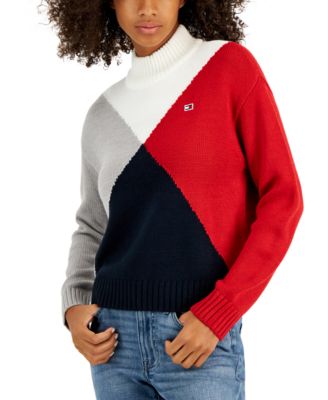 Tommy Hilfiger - Women's Diamond-Print Mock-Neck Sweater