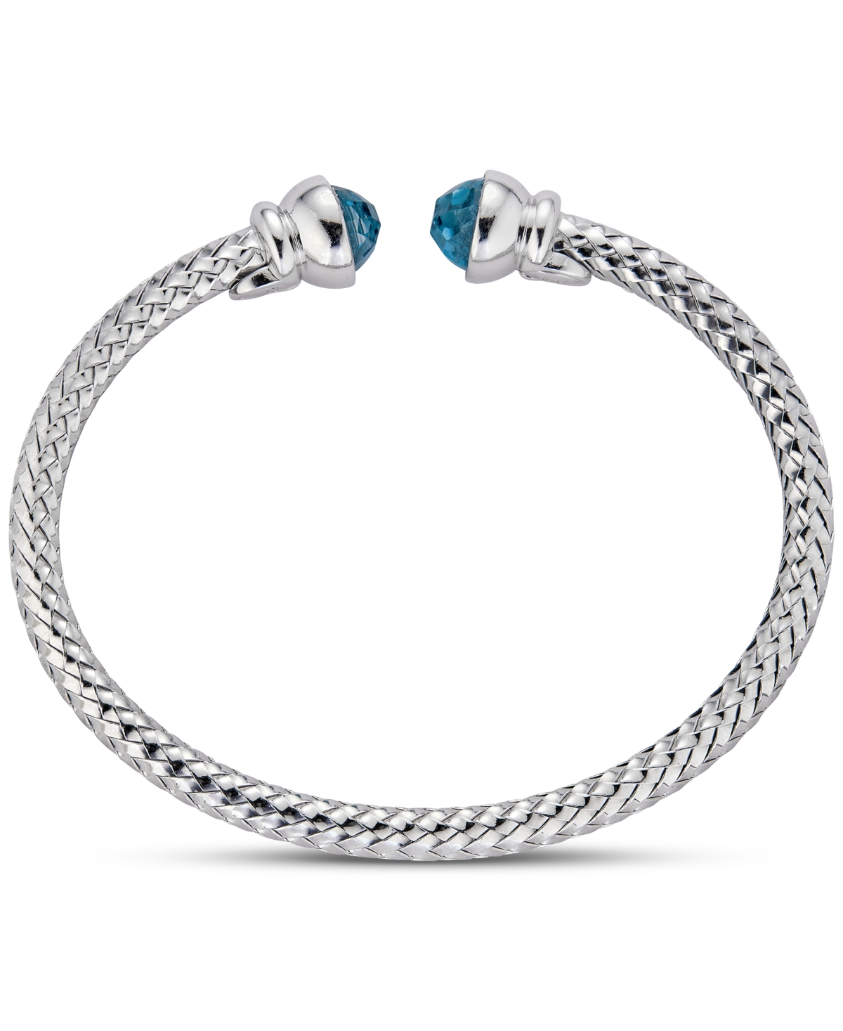 2-Pc. Set Sky Blue Topaz (4-7/8 ct. t.w.) & Amethyst (4 ct. t.w.) Weave Style Cuff Bracelets - Sterling Silver