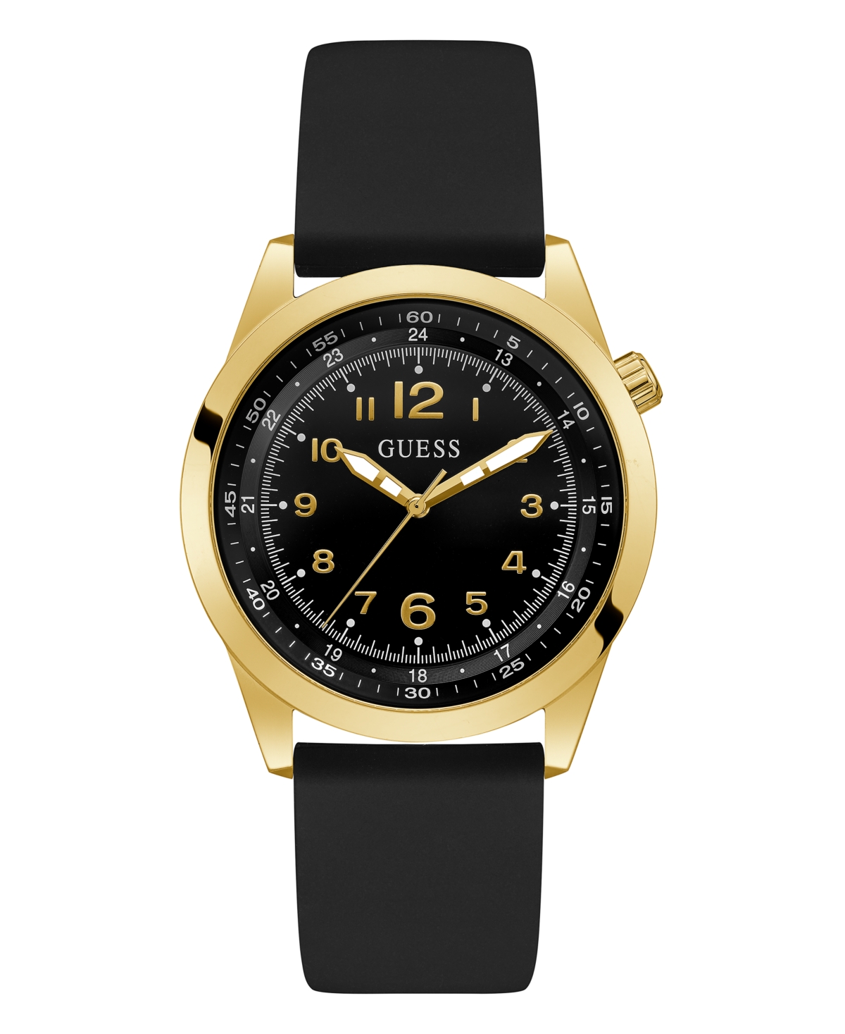 Image of Guess Men's Quartz Black Silicone Strap Watch 42mm