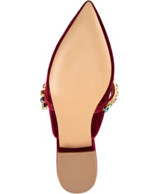 Women's Jewel Rhinestone Embellished Velvet Slip On Flats