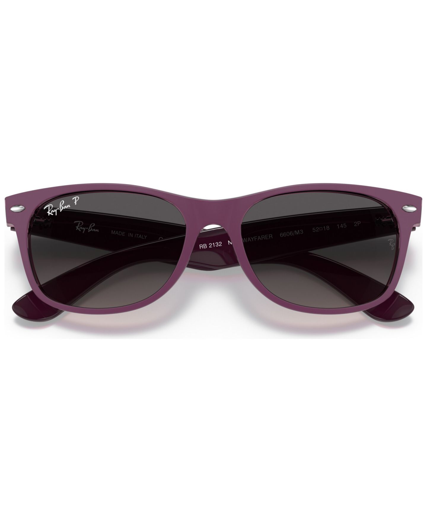 Солнцезащитные очки Ray-Ban Unisex Polarized Sunglasses, RB2132 New Wayfarer 55 — фото 5