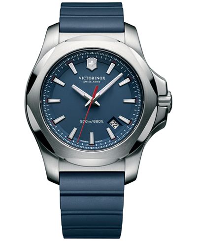 Victorinox Swiss Army Men's I.N.O.X. Blue Rubber Strap Watch 43mm 241688.1