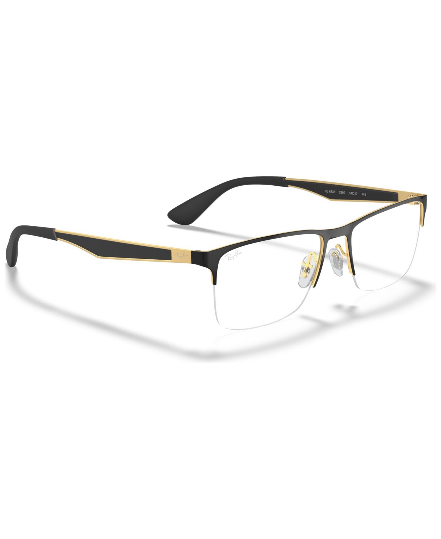 Очки Ray-Ban Unisex Rectangle Metal RB6335 Optics Eyeglasses, цвет: Золотой чёрный — фото 7