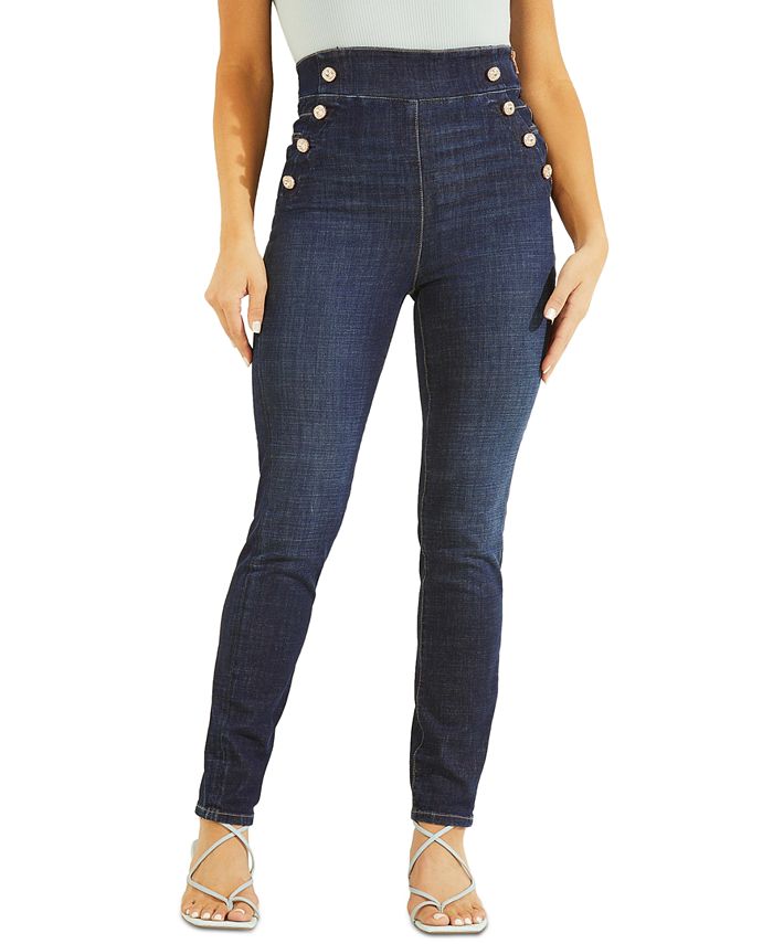 GUESS Women's Gwenny Sailor-Button Skinny Jeans - Macy's