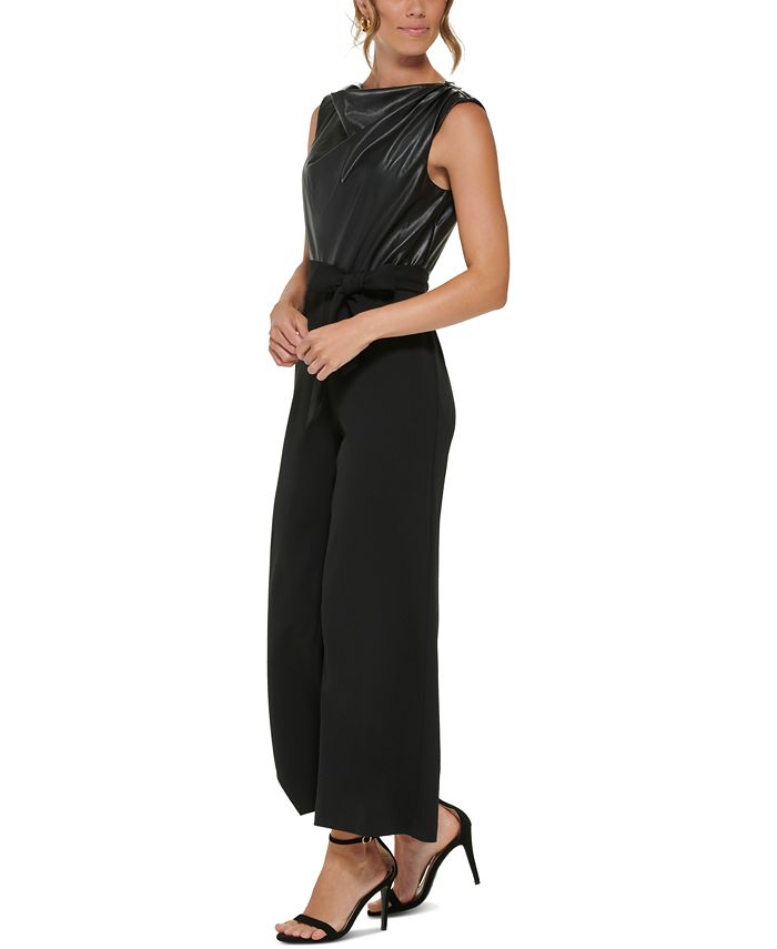 DKNY MixedMedia TieWaist Jumpsuit Macy's