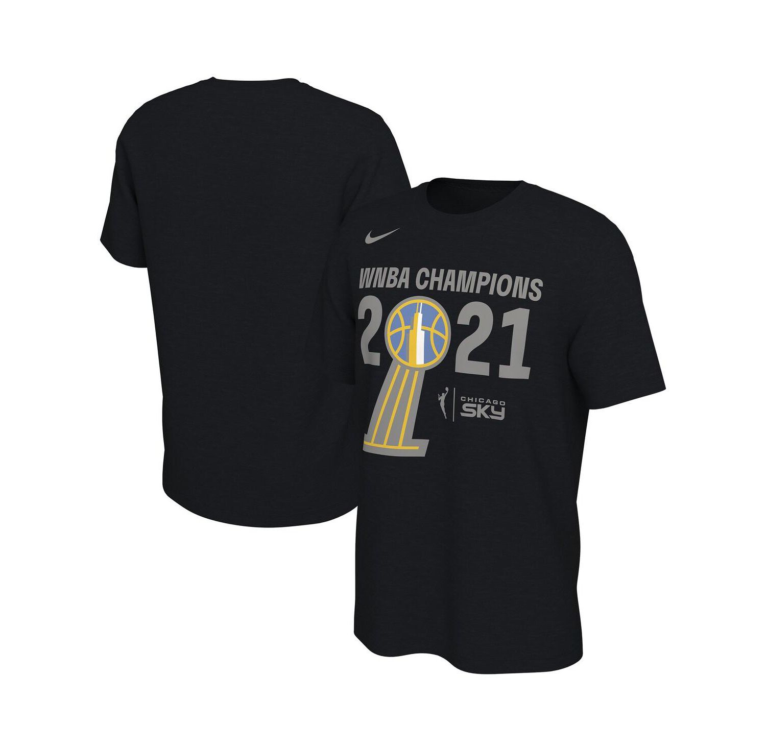 Men's Black Chicago Sky 2021 WNBA Champions Trophy Banner T-shirt