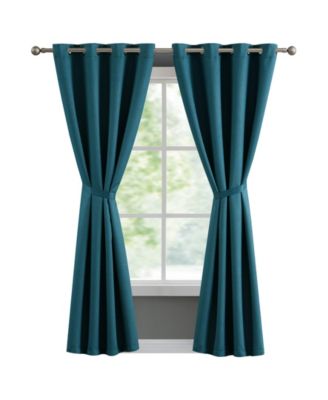 French Connection Ebony Thermal Woven Room Darkening Grommet Window Curtain Panel Pair With Tiebacks Collection In Beige