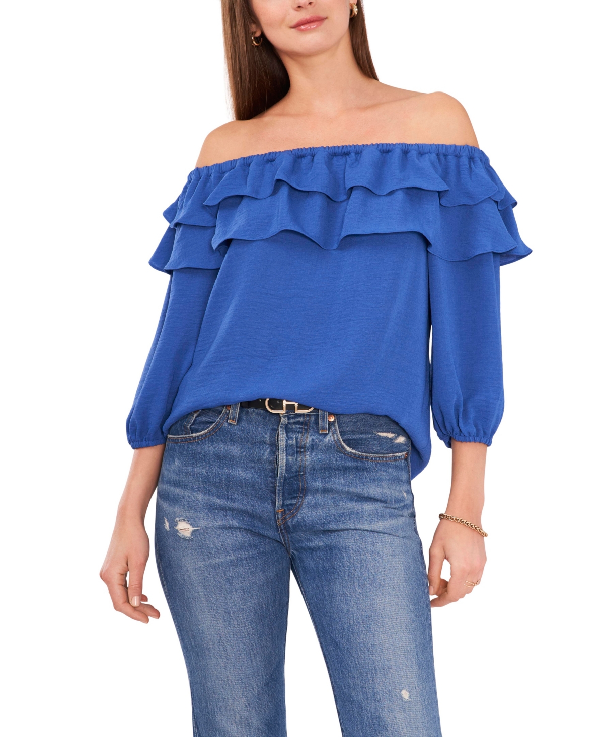 Vince Camuto Women's 3/4 Sleeve Off Shoulder Ruffle Blouse