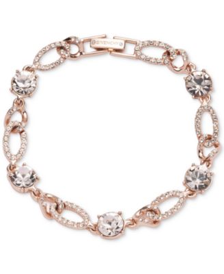 Givenchy - Rose Gold-Tone Crystal & Curb Chain Flex Bracelet