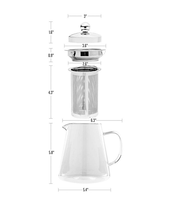 OVENTE Glass Teapot with Removable StainlessSteel Infuser FGF40T, 40