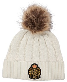 Women's Blend Cable Beanie with Patch