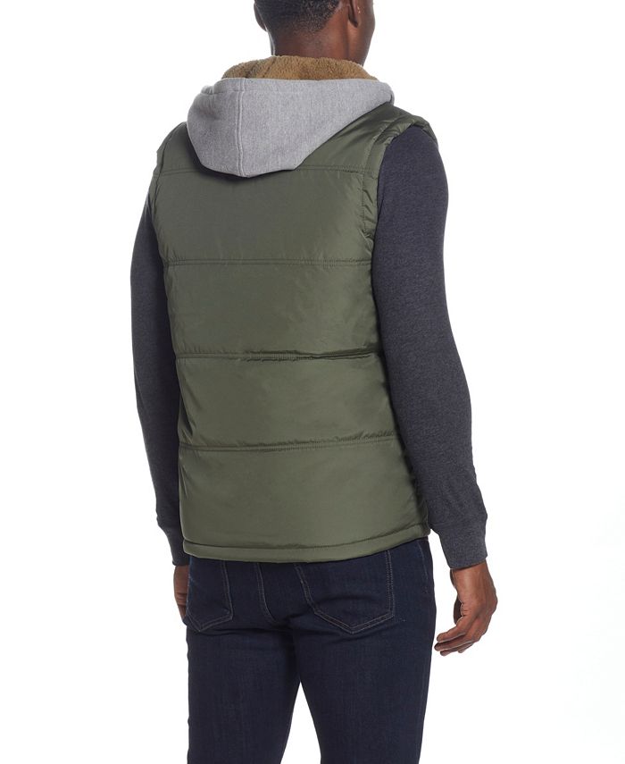 Weatherproof Vintage Men's Quilted Puffer Vest with Sherpa Lined Hood ...