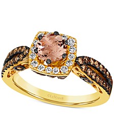 Peach Morganite (1/2 ct. t.w.) & Diamond (3/4 ct. t.w.) Halo Ring in 14k Gold