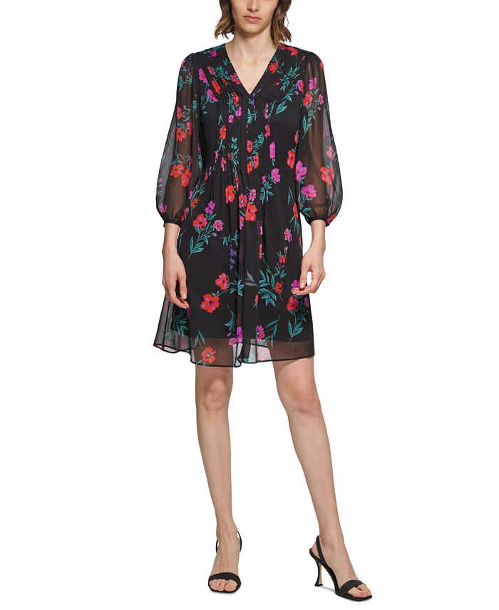 Calvin Klein Floral-Print Shift Dress - Macy's