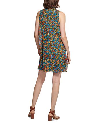 Calvin Klein Floral-Print Tie-Neck Shift Dress & Reviews - Dresses - Women  - Macy's