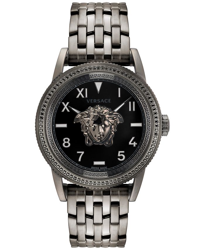 Versace Men's Swiss VPalazzo Black Ion Plated Stainless Steel Bracelet