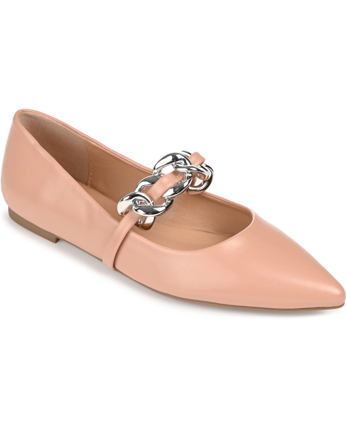 Journee Collection Women's Metinaa Chain Mary Jane Pointed Toe Flats In Mauve