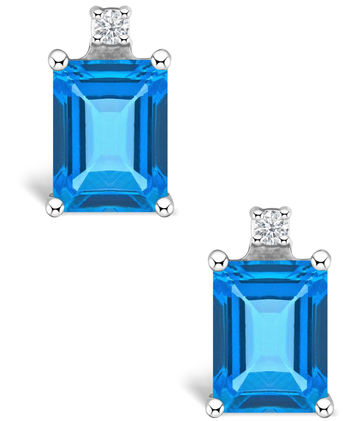 Blue Topaz (1-3/8 ct. t.w.) and Diamond Accent Stud Earrings in 14K Yellow Gold or 14K- White Gold