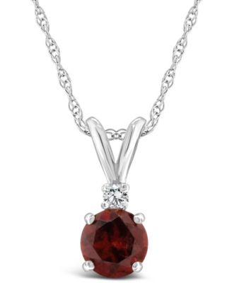 Garnet (5/8 ct. t.w.) and Diamond Accent Pendant Necklace in 14K Yellow Gold or 14K White Gold