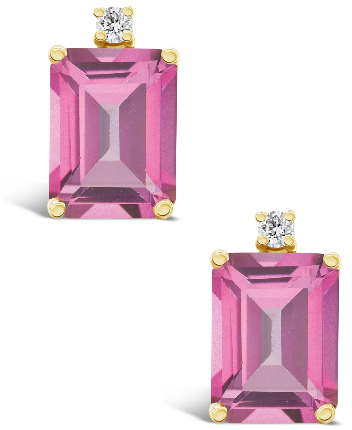 Pink Topaz (4 ct. t.w.) and Diamond Accent Stud Earrings in 14K Yellowor 14K White- Gold