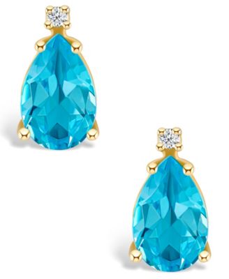Blue Topaz (2-3/4 ct. t.w.) and Diamond Accent Stud Earrings in 14K Yellow Gold or 14K White Gold