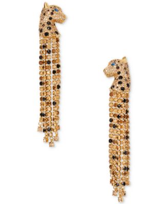 Kate Spade Gold-Tone Multicolor Crystal Chain Linear sale Drop Earrings