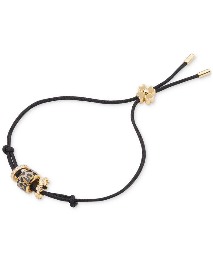 kate spade new york Gold-Tone Pavé & Leopard-Print Ring Cord Slider Bracelet  & Reviews - Bracelets - Jewelry & Watches - Macy's