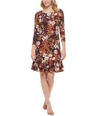 Tommy Hilfiger - Women's Trematon-Floral-Print Tiered Flounce-Hem Dress