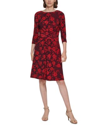 Tommy Hilfiger - Petite Floral-Print 3/4-Sleeve Dress