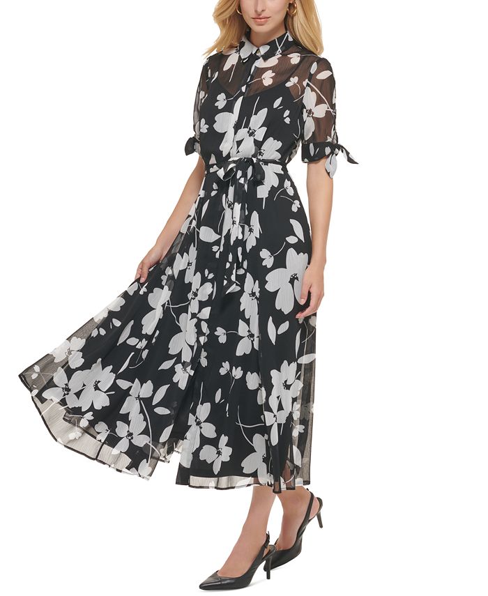 Calvin Klein Floral-Print - Shirtdress Macy\'s
