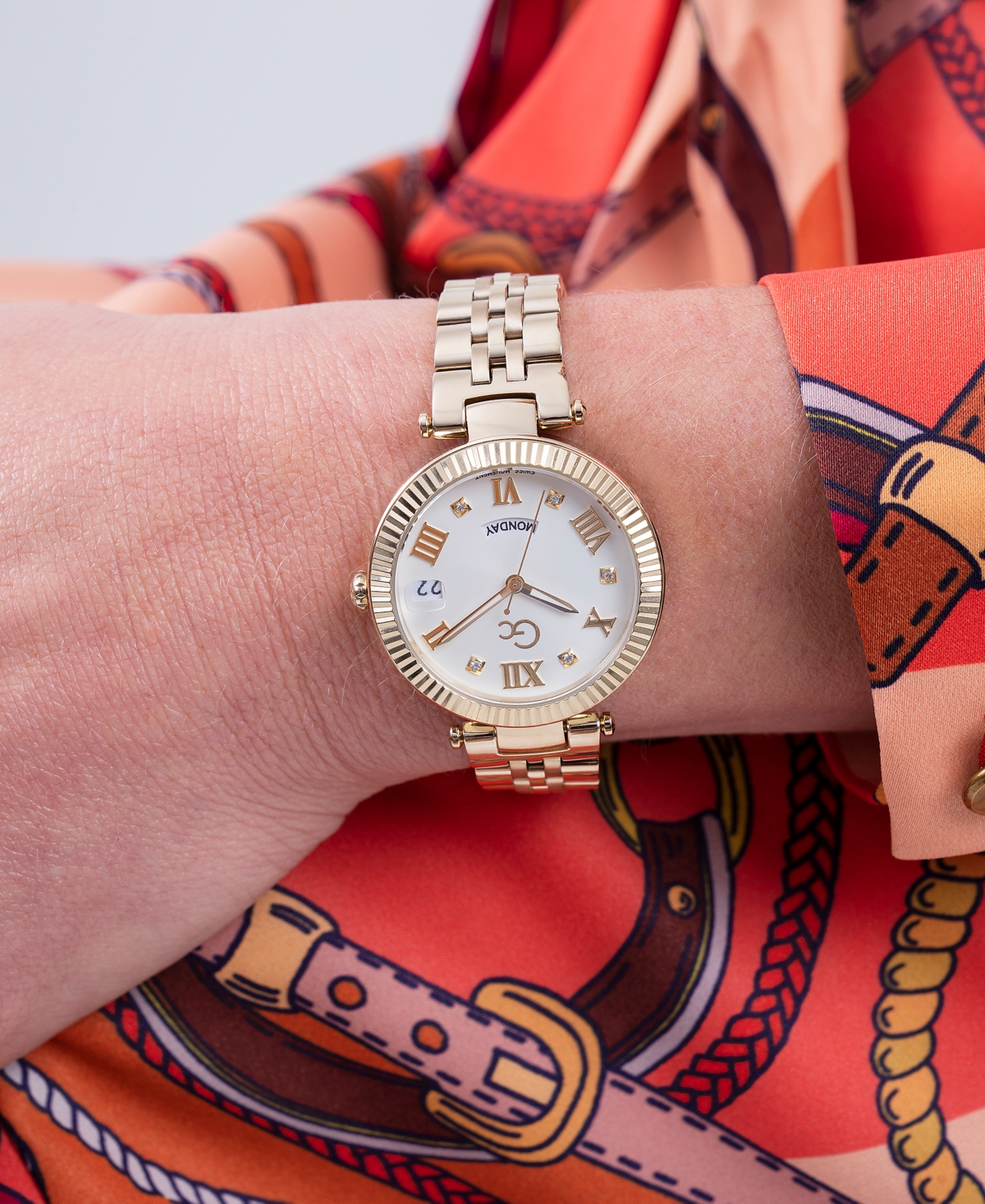 Shop Guess Gc Flair Women's Swiss Gold-tone Stainless Steel Bracelet Watch 34mm