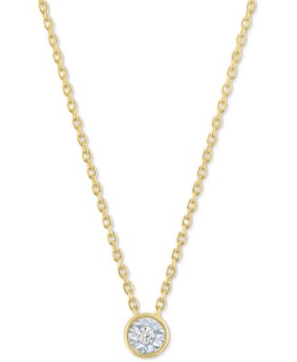 Macy's Diamond Accent Pendant Necklace In 14k Gold-Plated Sterling ...