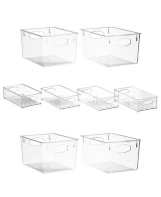 Sorbus 4 Pack Big Square Fridge Bin with Handle, Clear