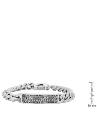 Simulated Gray Diamonds Cuban Link ID Bracelet